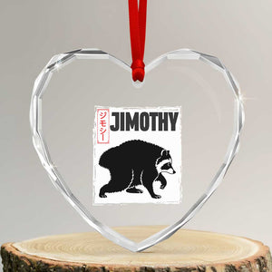 Jimothy The Raccoon Heart Crystal Glass Ornament Japanese Style Trash Panda Graphic