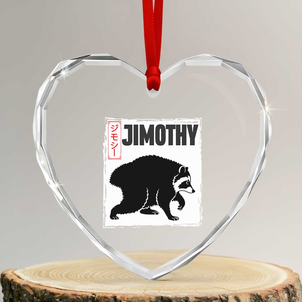 Jimothy The Raccoon Heart Crystal Glass Ornament Japanese Style Trash Panda Graphic TS12 Transparent Glass 3'' Heart Print Your Wear
