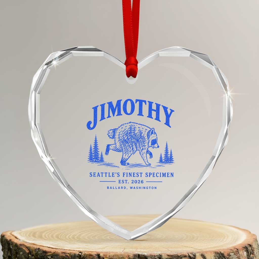 Jimothy Viral Raccoon From Seattle Heart Crystal Glass Ornament Funny Trash Panda Wildlife Seattle Feral Legend TS10 Transparent Glass 3'' Heart Print Your Wear