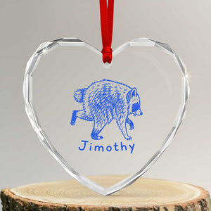 Jimothy Viral Raccoon Heart Crystal Glass Ornament Funny Trash Panda Wildlife