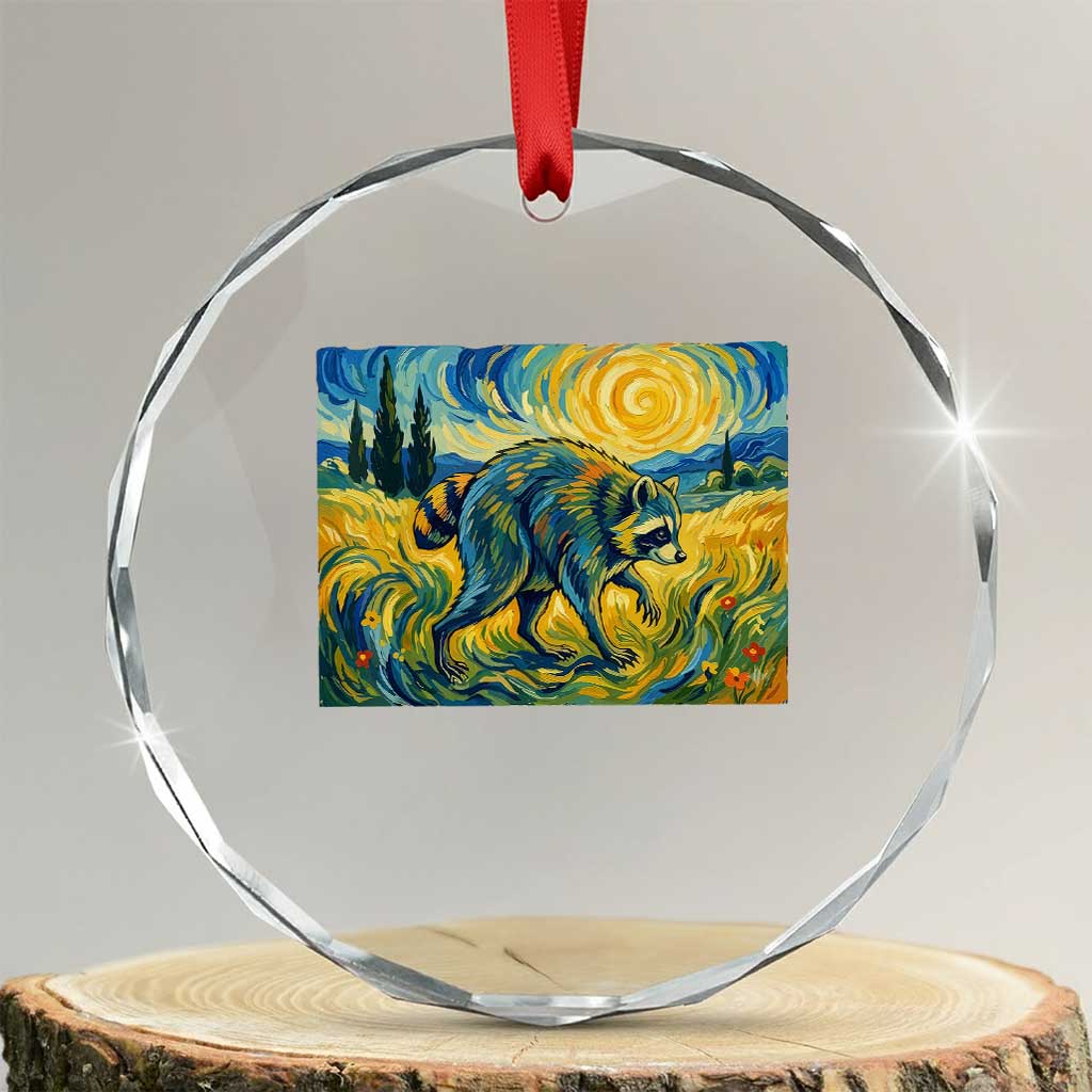 Jimothy Viral Seattle Raccoon Starry Night Style Graphic Crystal Glass Ornament Trash Panda Feral Legend Supporter TS02 Transparent Glass 3'' Circle Print Your Wear