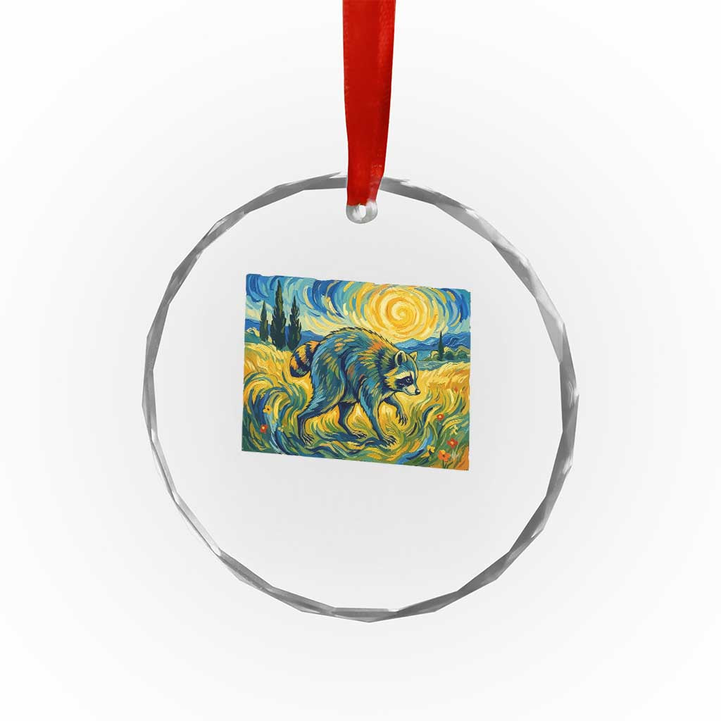 Jimothy Viral Seattle Raccoon Starry Night Style Graphic Crystal Glass Ornament Trash Panda Feral Legend Supporter