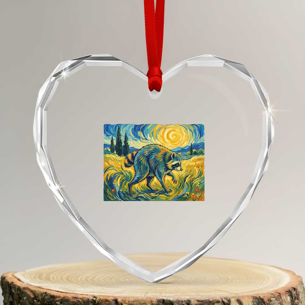Jimothy Viral Seattle Raccoon Starry Night Style Graphic Heart Crystal Glass Ornament Trash Panda Feral Legend Supporter TS02 Transparent Glass 3'' Heart Print Your Wear
