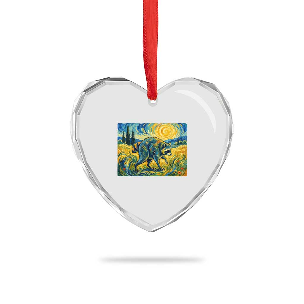 Jimothy Viral Seattle Raccoon Starry Night Style Graphic Heart Crystal Glass Ornament Trash Panda Feral Legend Supporter