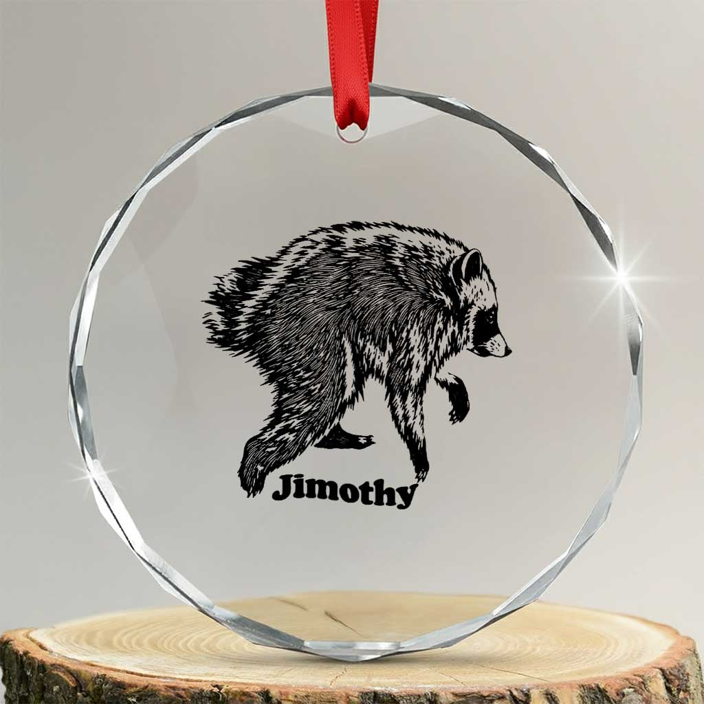 Jimothy Viral Seattle Raccoon Vintage Woodcut Style Graphic Crystal Glass Ornament Funny Trash Panda Wildlife Meme TS02 Transparent Glass 3'' Circle Print Your Wear