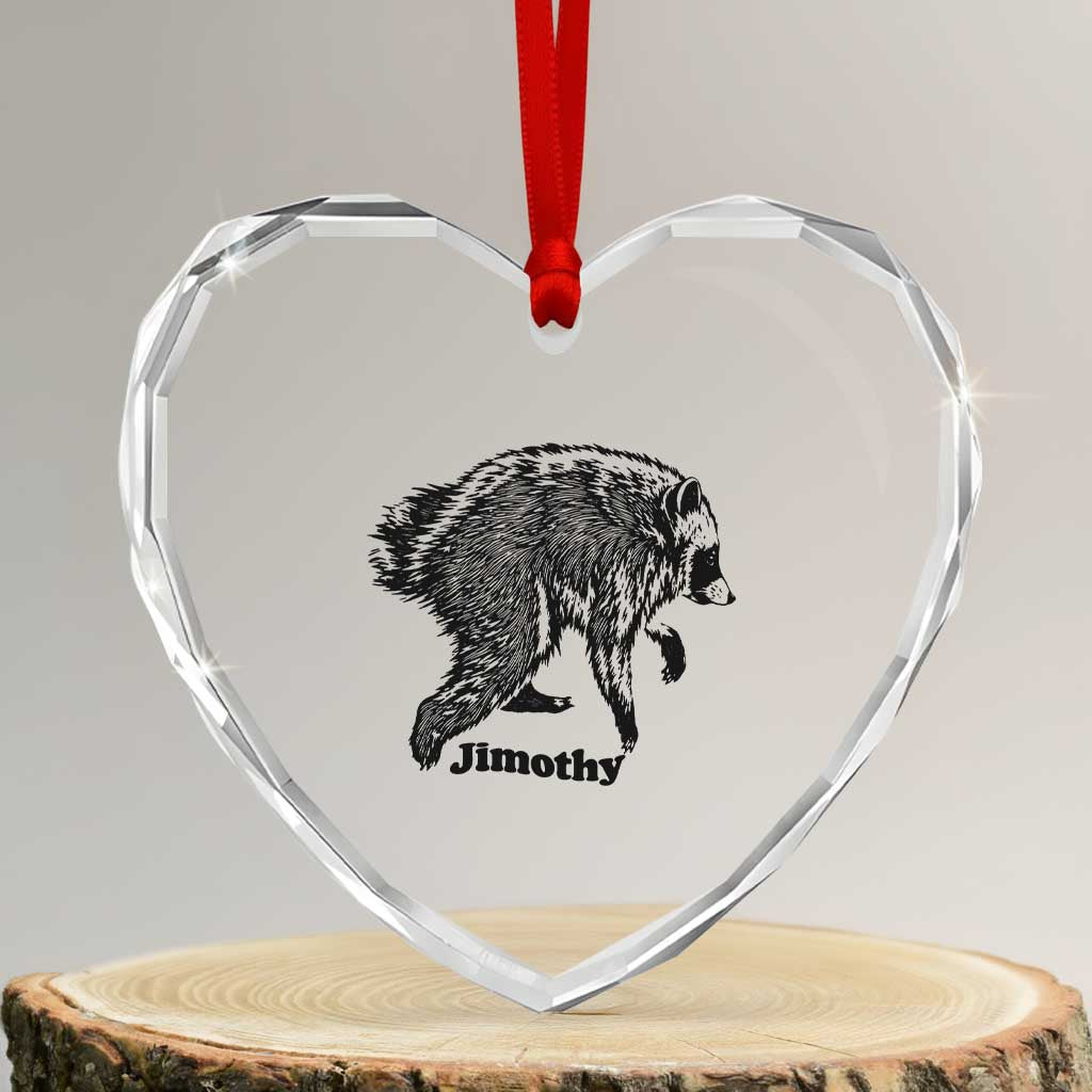 Jimothy Viral Seattle Raccoon Vintage Woodcut Style Graphic Heart Crystal Glass Ornament Funny Trash Panda Wildlife Meme TS02 Transparent Glass 3'' Heart Print Your Wear