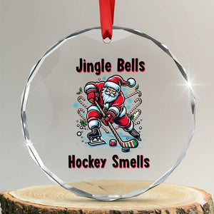 Jingle Bells Hockey Smells Crystal Glass Ornament Funny Santa Ice Hockey Christmas Gift TS12 Transparent Glass 3'' Circle Print Your Wear