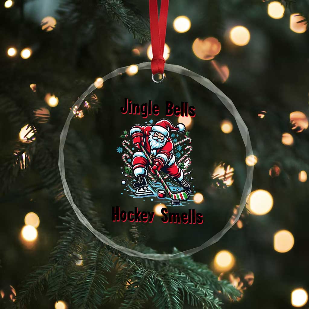 Jingle Bells Hockey Smells Crystal Glass Ornament Funny Santa Ice Hockey Christmas Gift TS12 Print Your Wear