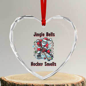 Jingle Bells Hockey Smells Heart Crystal Glass Ornament Funny Santa Ice Hockey Christmas Gift TS12 Transparent Glass 3'' Heart Print Your Wear