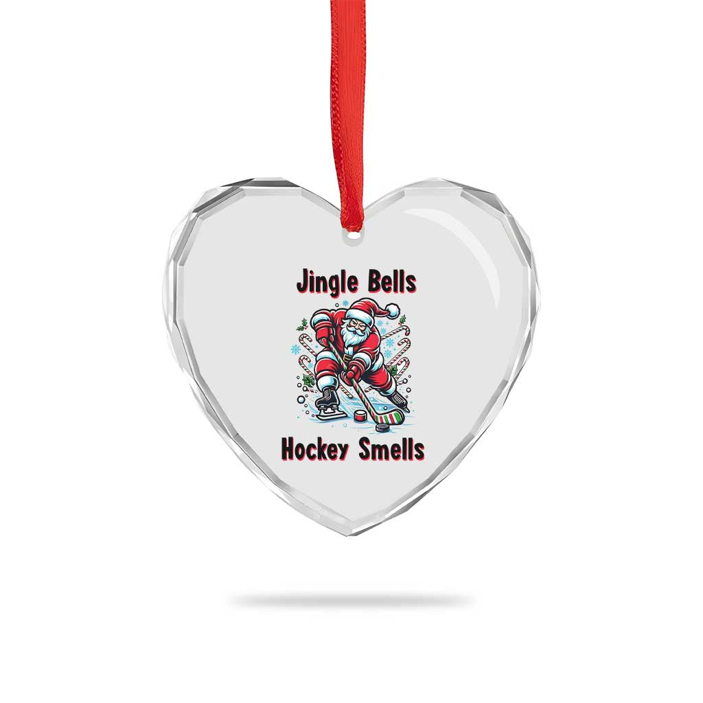 Jingle Bells Hockey Smells Heart Crystal Glass Ornament Funny Santa Ice Hockey Christmas Gift TS12 Print Your Wear