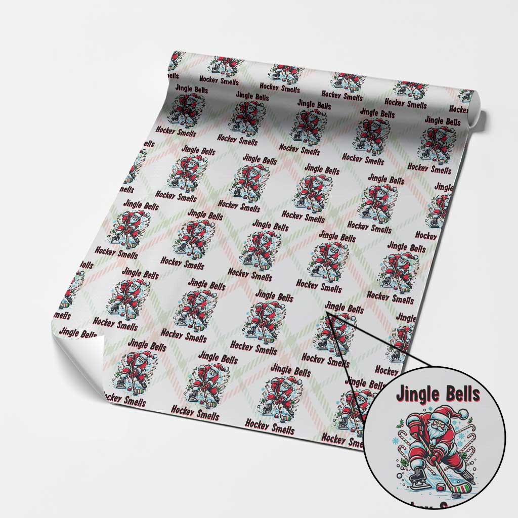 Jingle Bells Hockey Smells Wrapping Paper Roll Funny Santa Ice Hockey Christmas Gift TS12 Christmas Plaid Print Your Wear