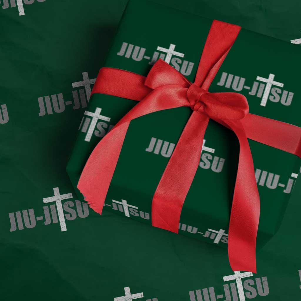 Jiu Jitsu Christian Cross Wrapping Paper Roll Retro Vintage Minimal Religious Faith TS10 Green Print Your Wear
