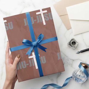 Jiu Jitsu Christian Cross Wrapping Paper Roll Retro Vintage Minimal Religious Faith TS10 Mocha Print Your Wear