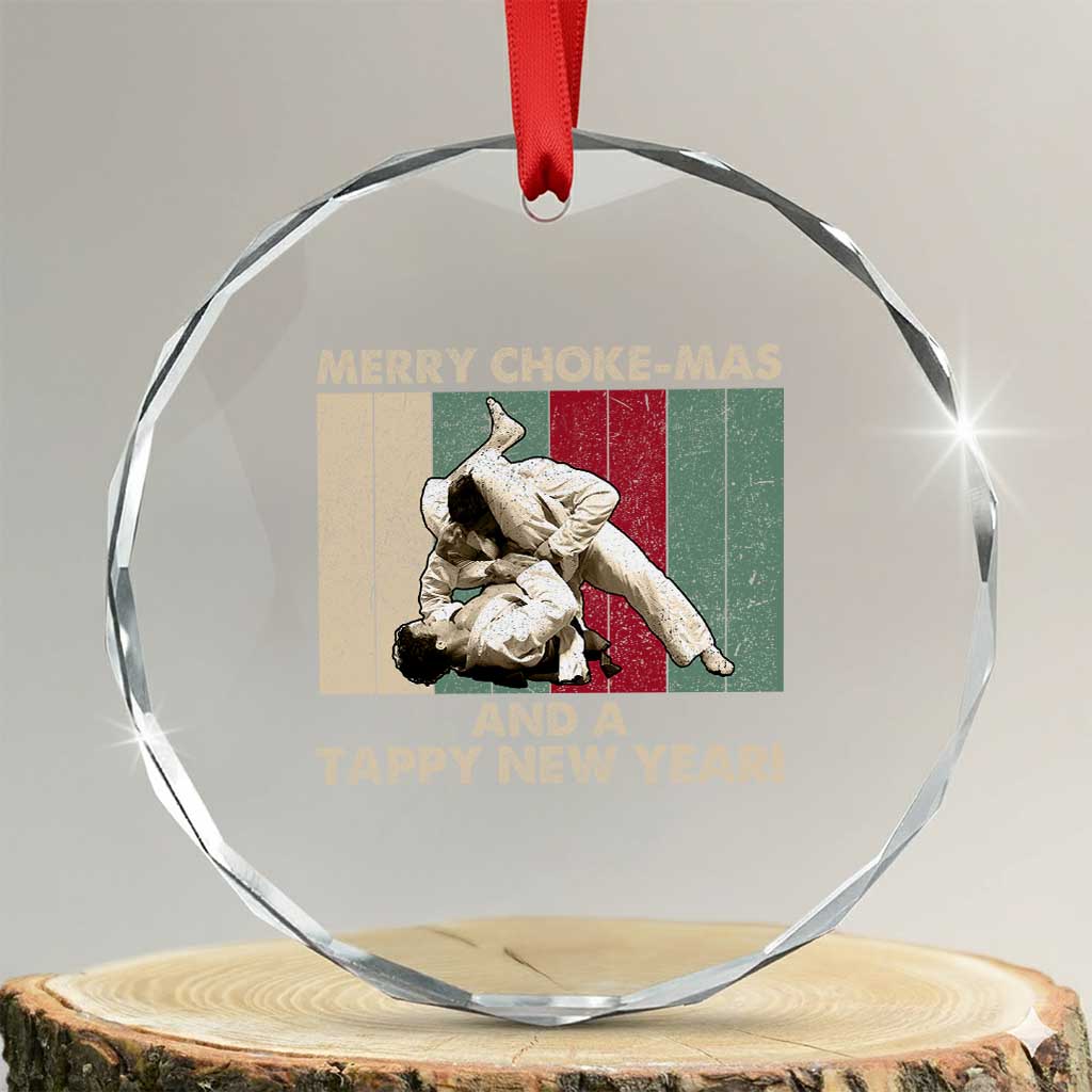 Jiu Jitsu Christmas Crystal Glass Ornament Retro Merry Choke Mas Tappy New Year Martial Arts BJJ Lover TS10 Transparent Glass 3'' Circle Print Your Wear