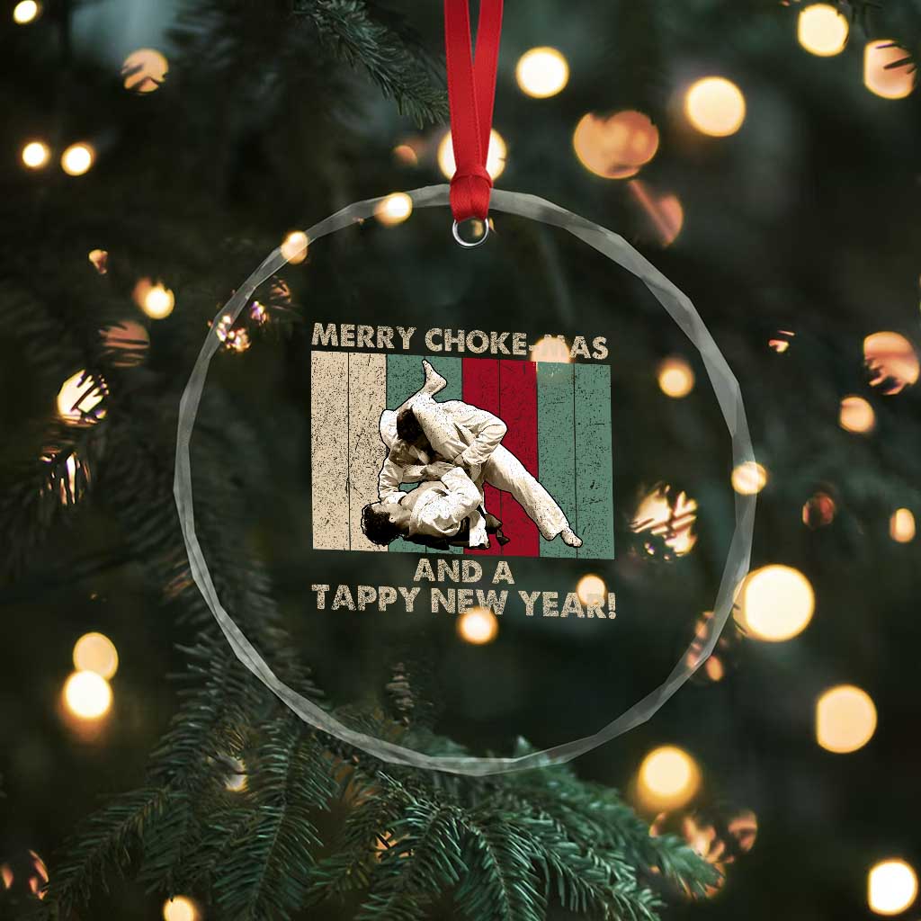 Jiu Jitsu Christmas Crystal Glass Ornament Retro Merry Choke Mas Tappy New Year Martial Arts BJJ Lover TS10 Print Your Wear