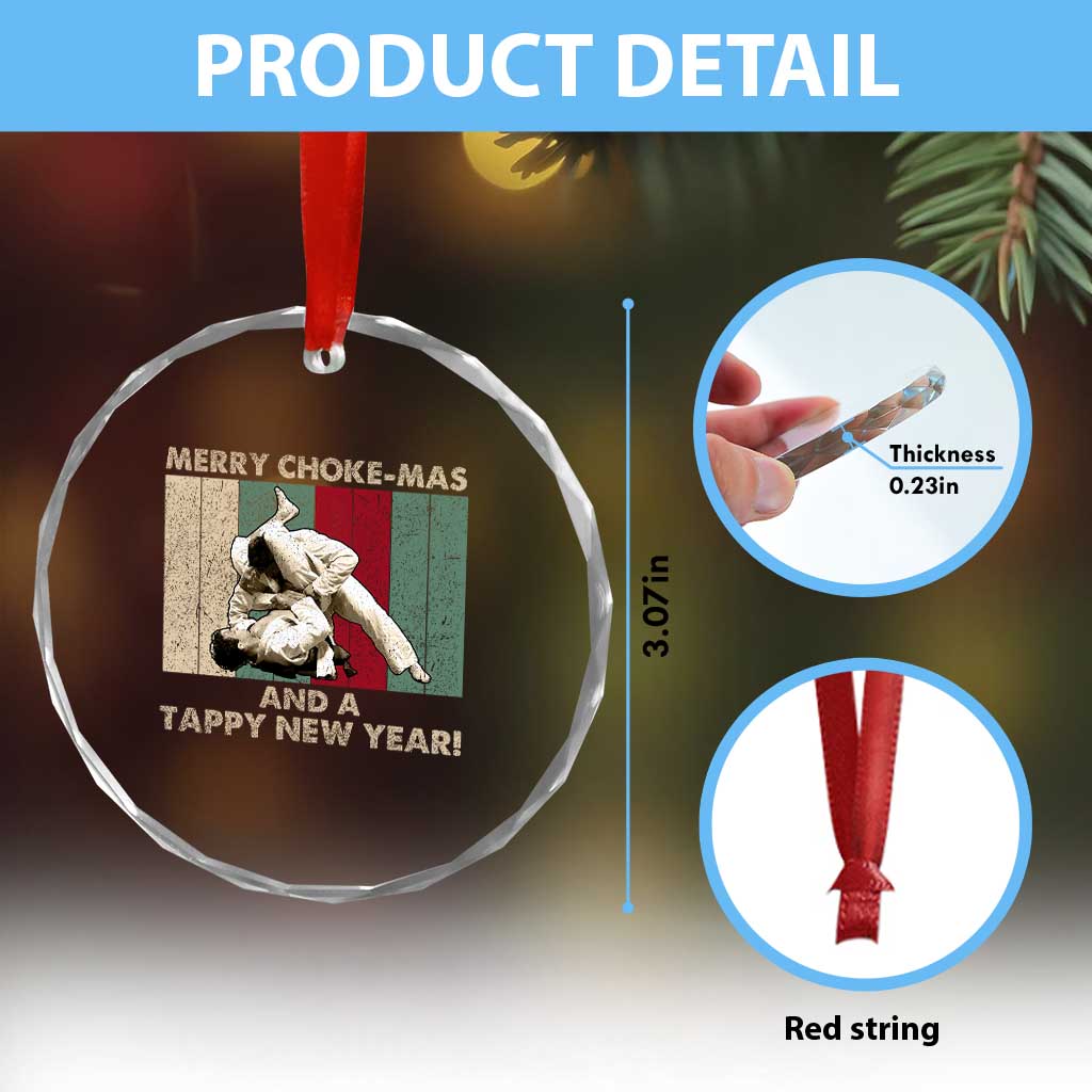 Jiu Jitsu Christmas Crystal Glass Ornament Retro Merry Choke Mas Tappy New Year Martial Arts BJJ Lover TS10 Print Your Wear