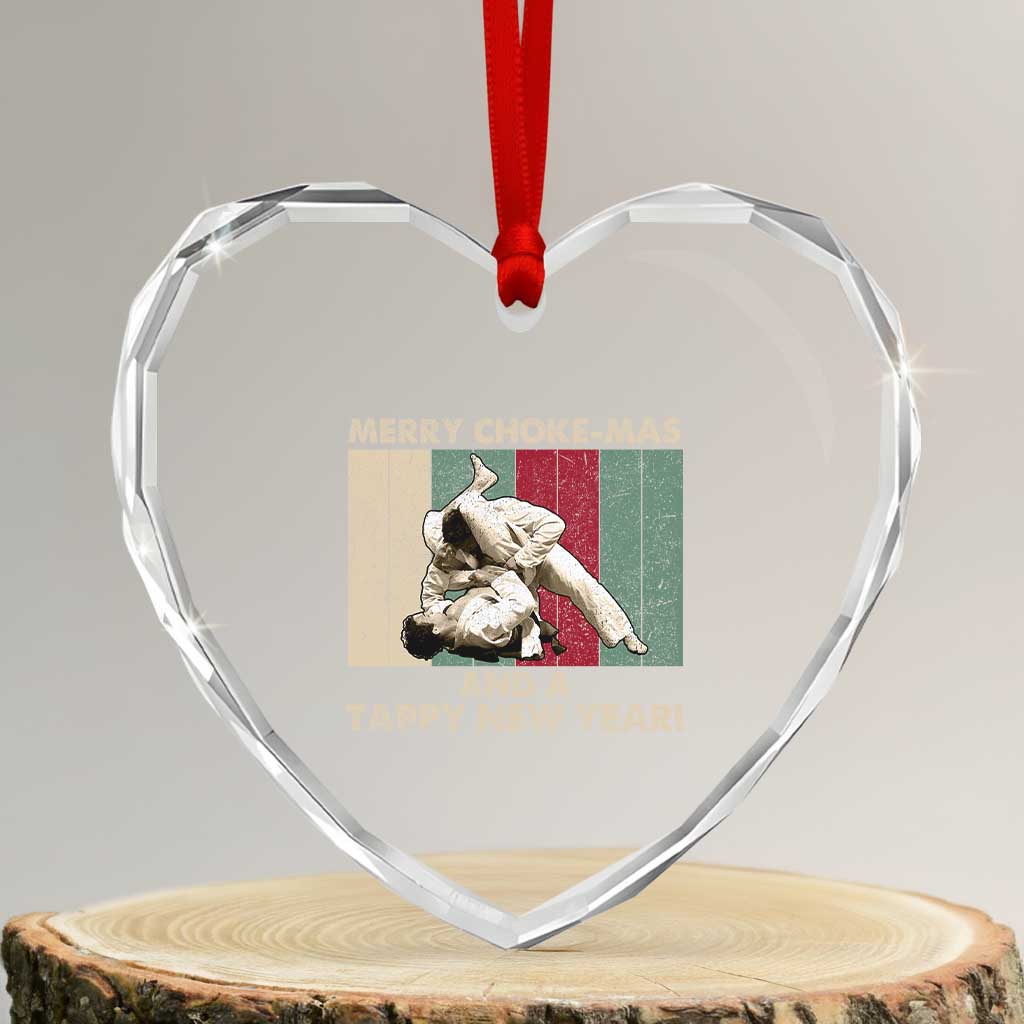 Jiu Jitsu Christmas Heart Crystal Glass Ornament Retro Merry Choke Mas Tappy New Year Martial Arts BJJ Lover TS10 Transparent Glass 3'' Heart Print Your Wear