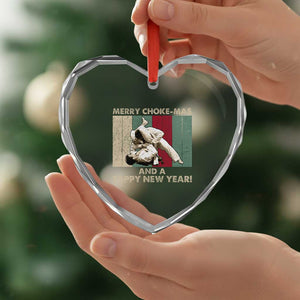 Jiu Jitsu Christmas Heart Crystal Glass Ornament Retro Merry Choke Mas Tappy New Year Martial Arts BJJ Lover TS10 Print Your Wear