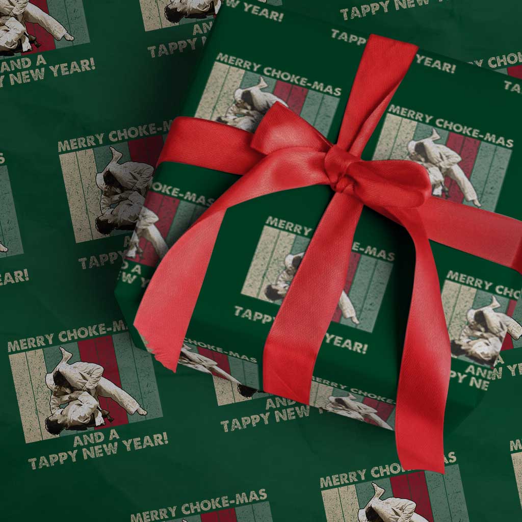 Jiu Jitsu Christmas Wrapping Paper Roll Retro Merry Choke Mas Tappy New Year Martial Arts BJJ Lover TS10 Green Print Your Wear