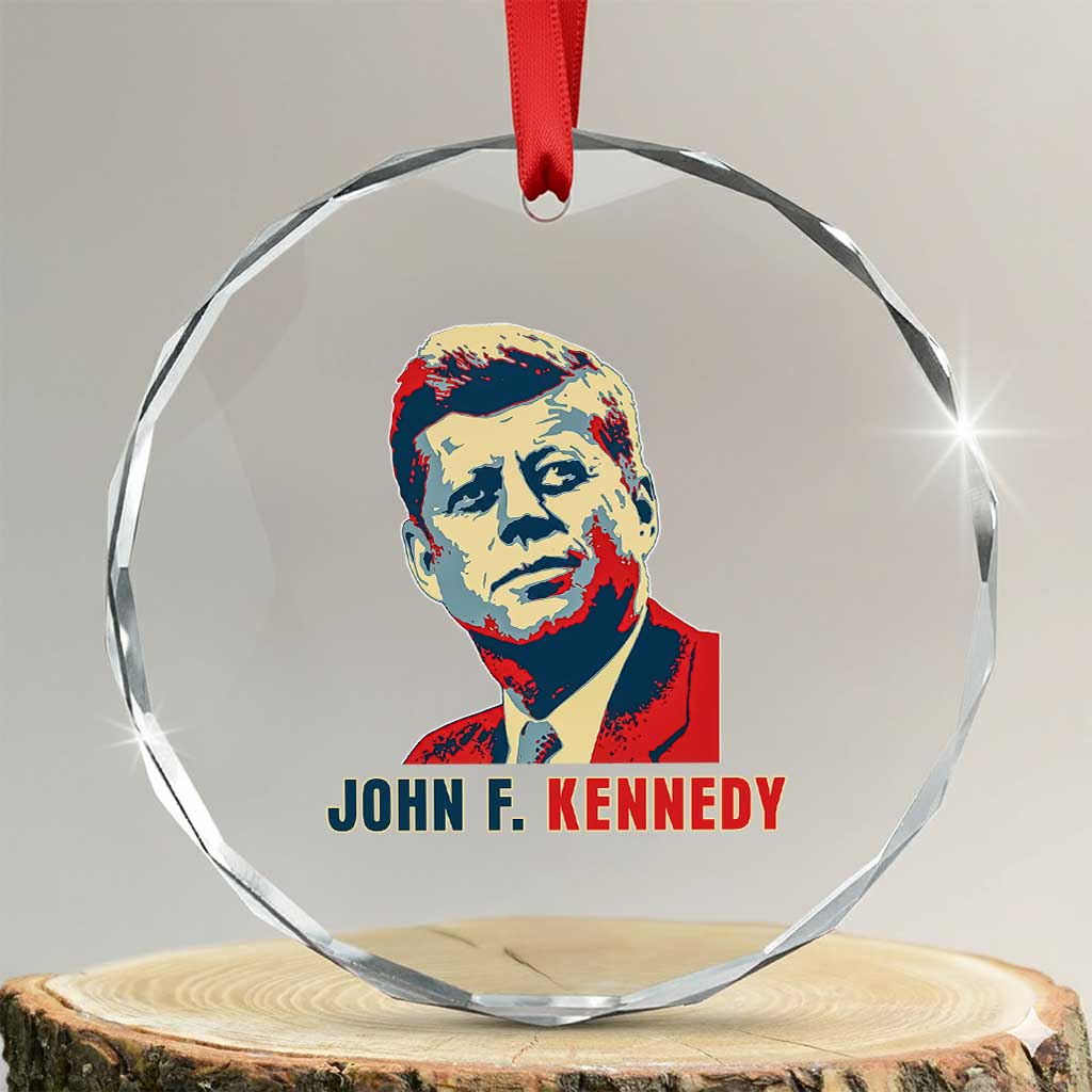 John F Kennedy American Flag US President Crystal Glass Ornament TS14 Transparent Glass 3'' Circle Print Your Wear