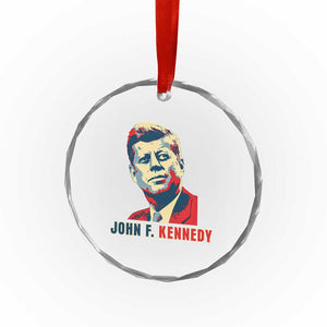 John F Kennedy American Flag US President Crystal Glass Ornament TS14 Print Your Wear
