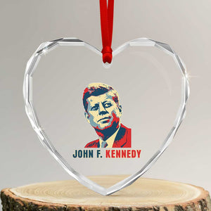 John F Kennedy American Flag US President Heart Crystal Glass Ornament TS14 Transparent Glass 3'' Heart Print Your Wear