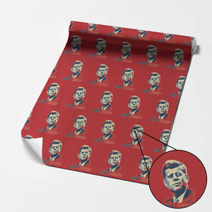 John F Kennedy American Flag US President Wrapping Paper Roll TS14 Red Print Your Wear