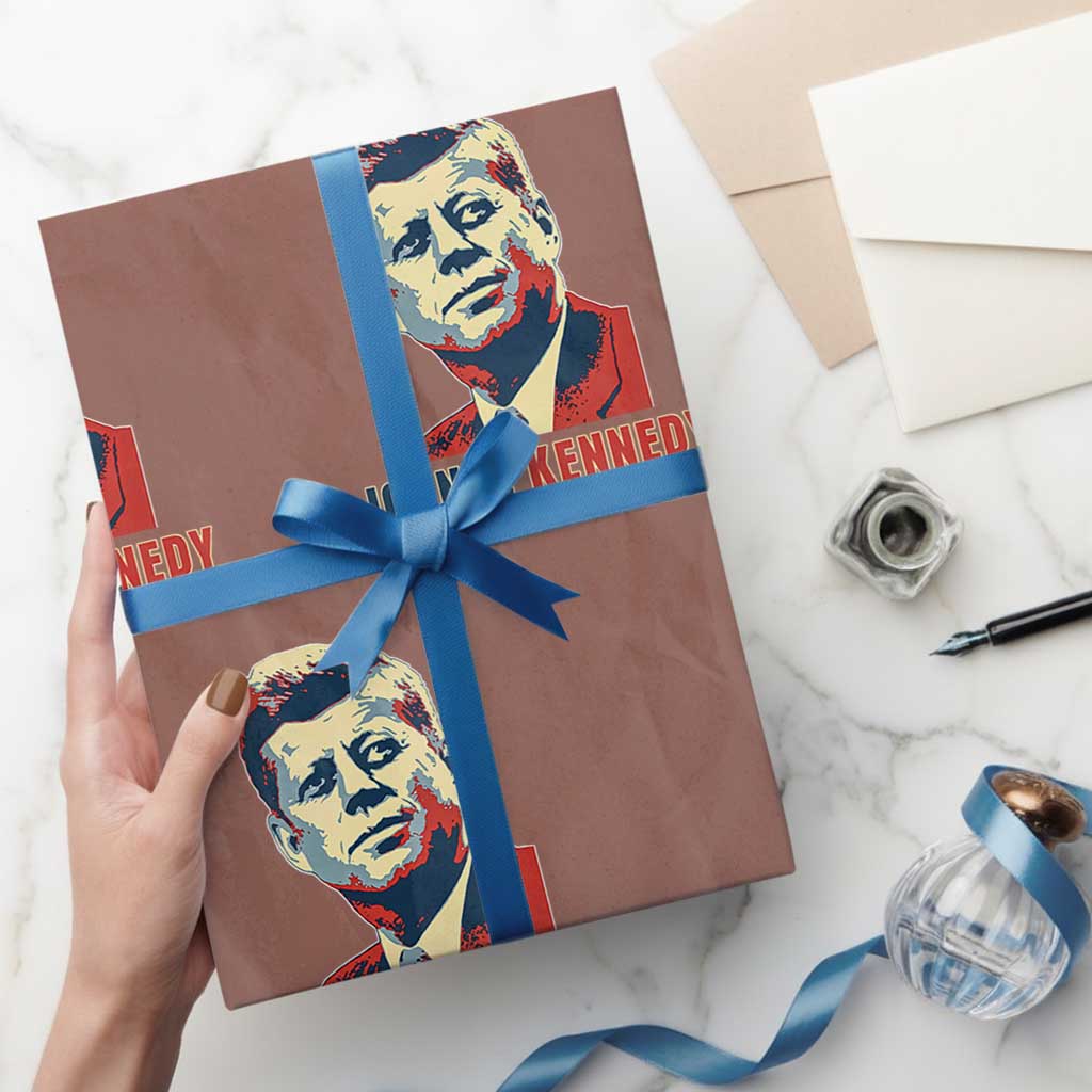 John F Kennedy American Flag US President Wrapping Paper Roll TS14 Mocha Print Your Wear