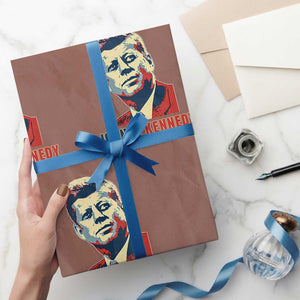 John F Kennedy American Flag US President Wrapping Paper Roll TS14 Mocha Print Your Wear