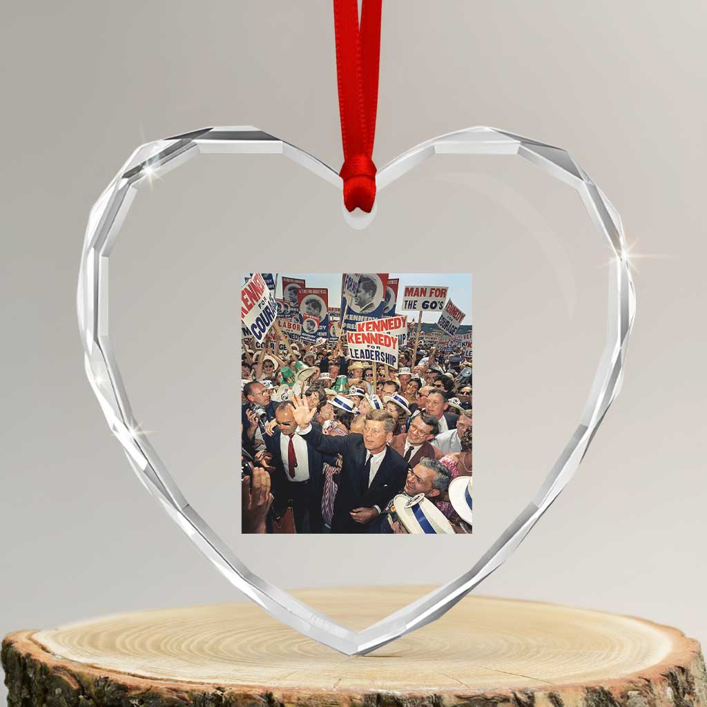 John F Kennedy American President History Heart Crystal Glass Ornament TS14 Transparent Glass 3'' Heart Print Your Wear