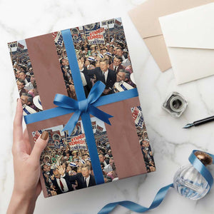 John F Kennedy American President History Wrapping Paper Roll TS14 Mocha Print Your Wear