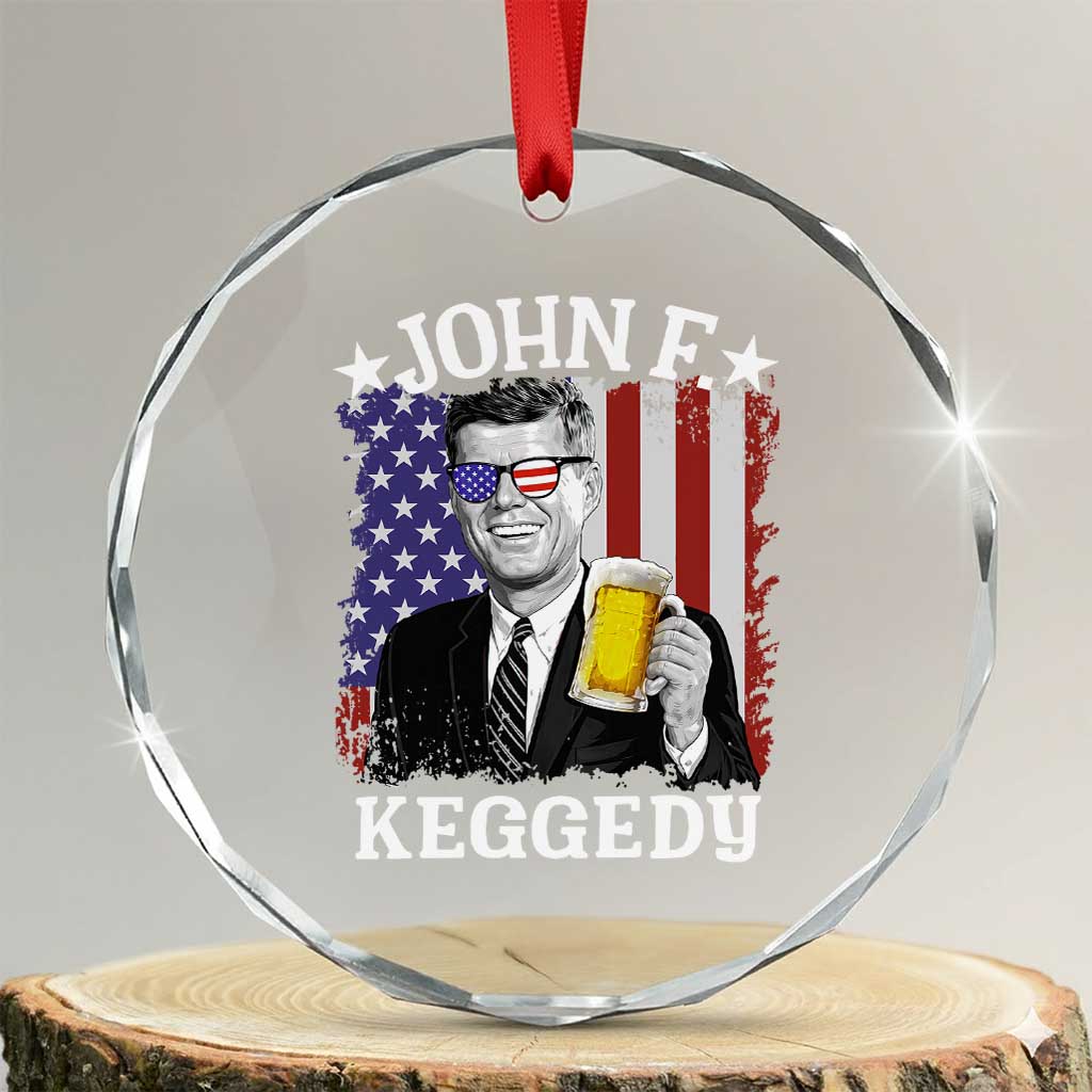 John F Kennedy Crystal Glass Ornament 4th of July America Flag Beer TS14 Transparent Glass 3'' Circle Print Your Wear