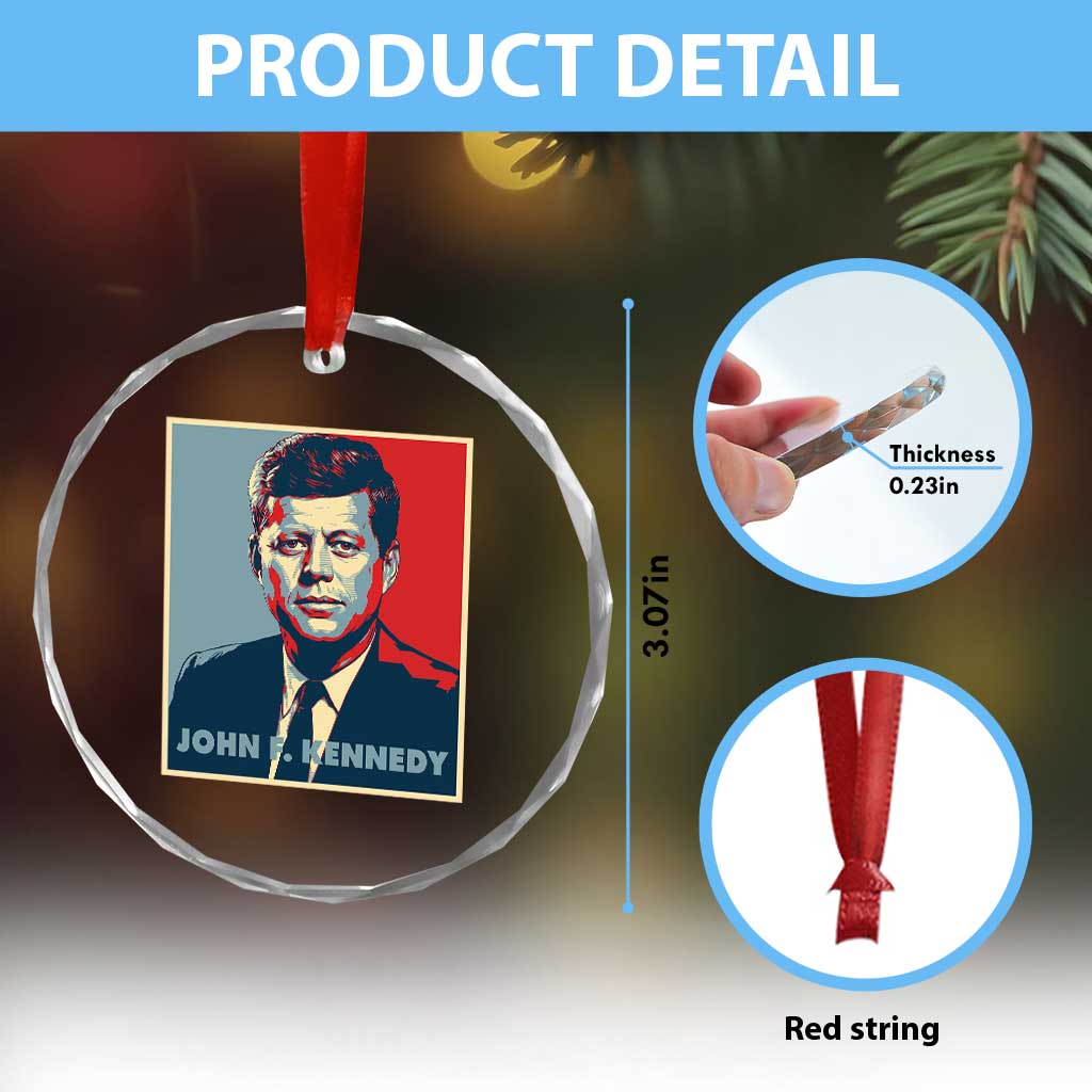 John F Kennedy Crystal Glass Ornament American President History US Presidential Leader TS14 Print Your Wear