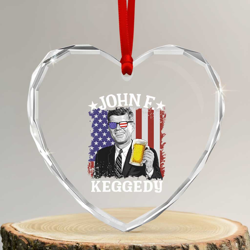 John F Kennedy Heart Crystal Glass Ornament 4th of July America Flag Beer TS14 Transparent Glass 3'' Heart Print Your Wear
