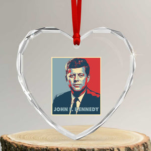 John F Kennedy Heart Crystal Glass Ornament American President History US Presidential Leader TS14 Transparent Glass 3'' Heart Print Your Wear