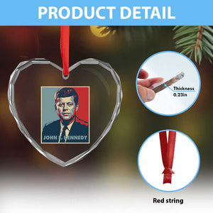 John F Kennedy Heart Crystal Glass Ornament American President History US Presidential Leader TS14 Print Your Wear