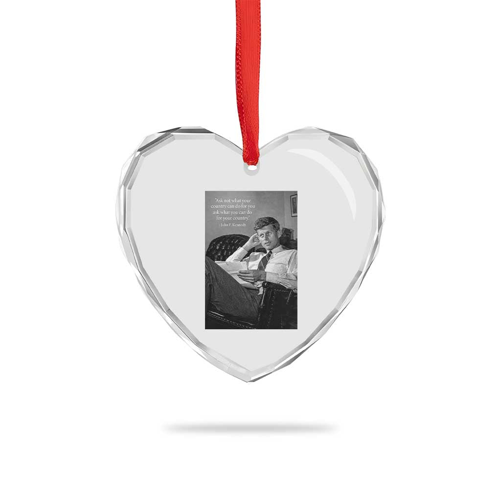 John F Kennedy Quote Heart Crystal Glass Ornament American President History TS14 Print Your Wear