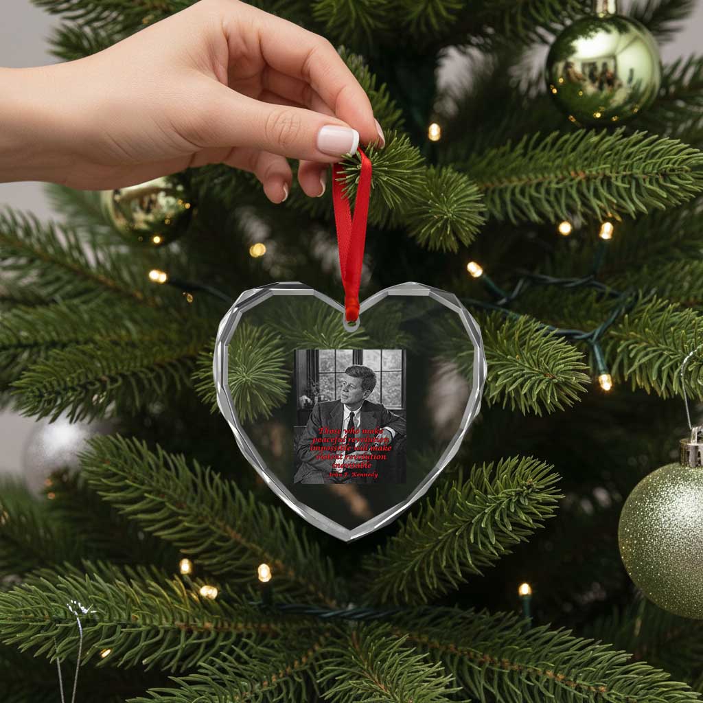 John F Kennedy Quote Heart Crystal Glass Ornament American President History US Presidential Leader TS14 Print Your Wear
