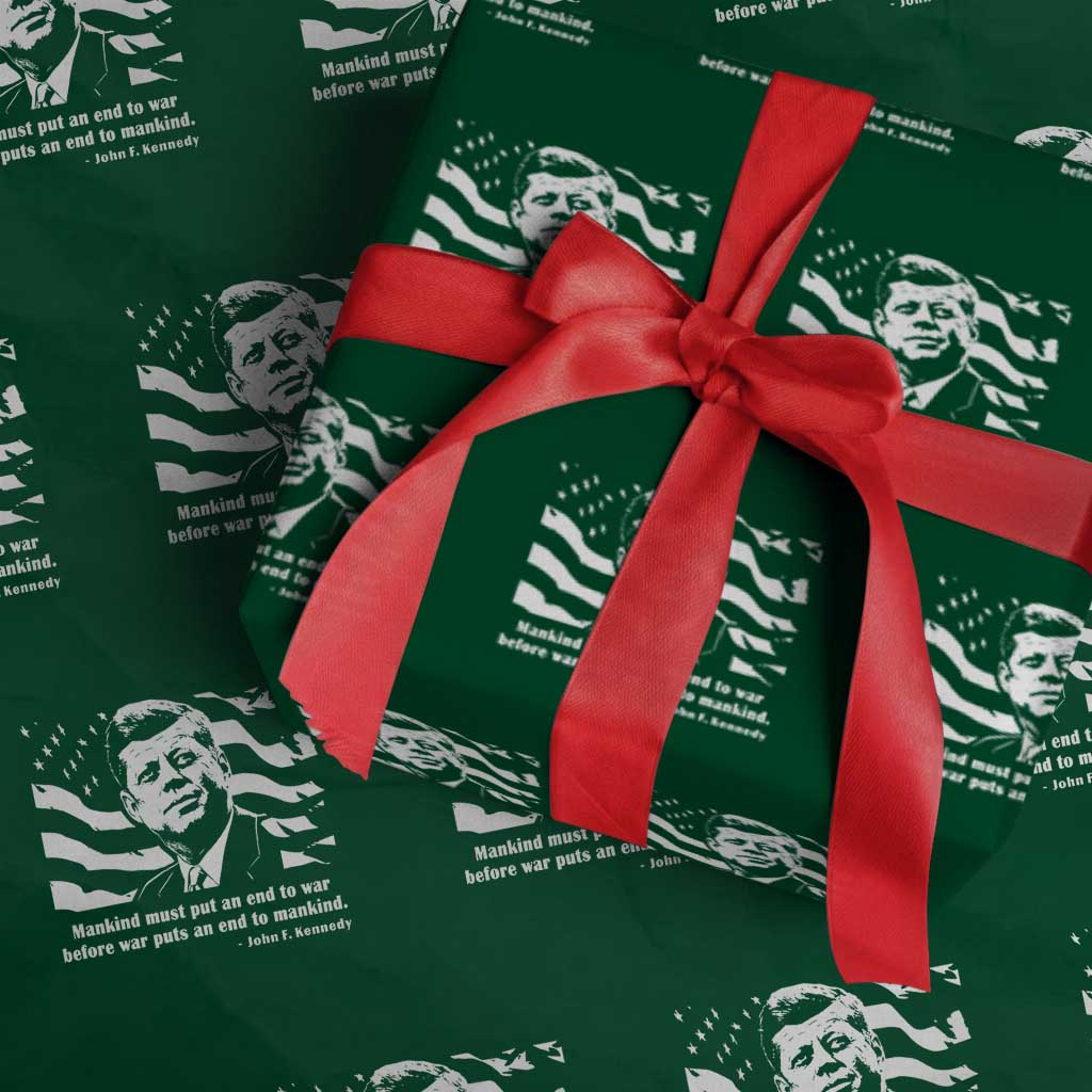 John F Kennedy Quote Wrapping Paper Roll American Flag US President TS14 Green Print Your Wear