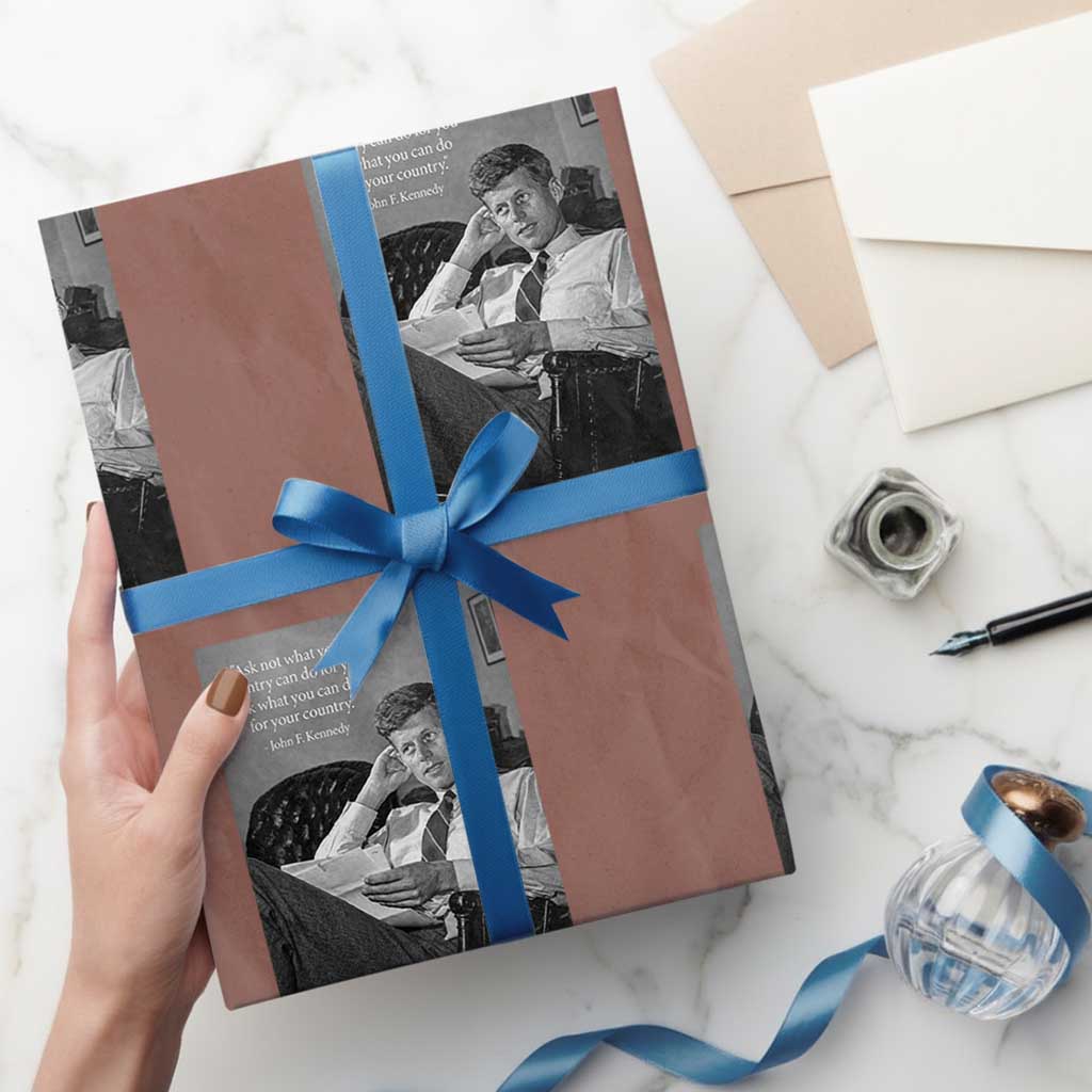 John F Kennedy Quote Wrapping Paper Roll American President History TS14 Mocha Print Your Wear