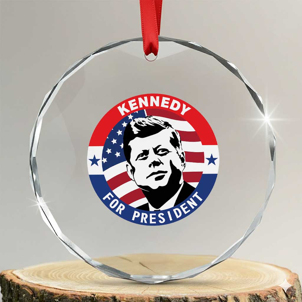 John F Kennedy US President American History Crystal Glass Ornament TS14 Transparent Glass 3'' Circle Print Your Wear