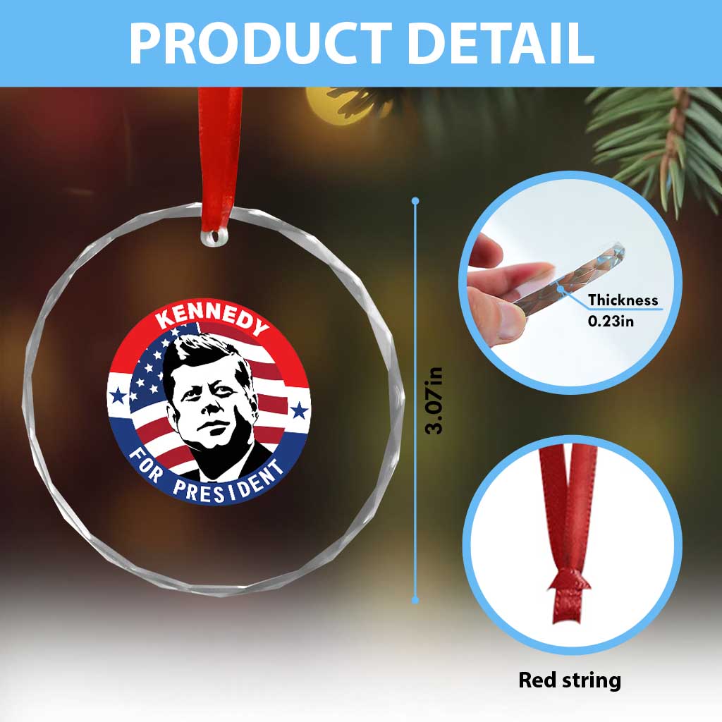 John F Kennedy US President American History Crystal Glass Ornament TS14 Print Your Wear