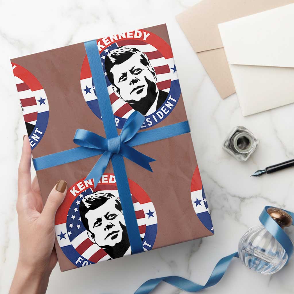 John F Kennedy US President American History Wrapping Paper Roll TS14 Mocha Print Your Wear
