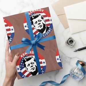 John F Kennedy US President American History Wrapping Paper Roll TS14 Mocha Print Your Wear