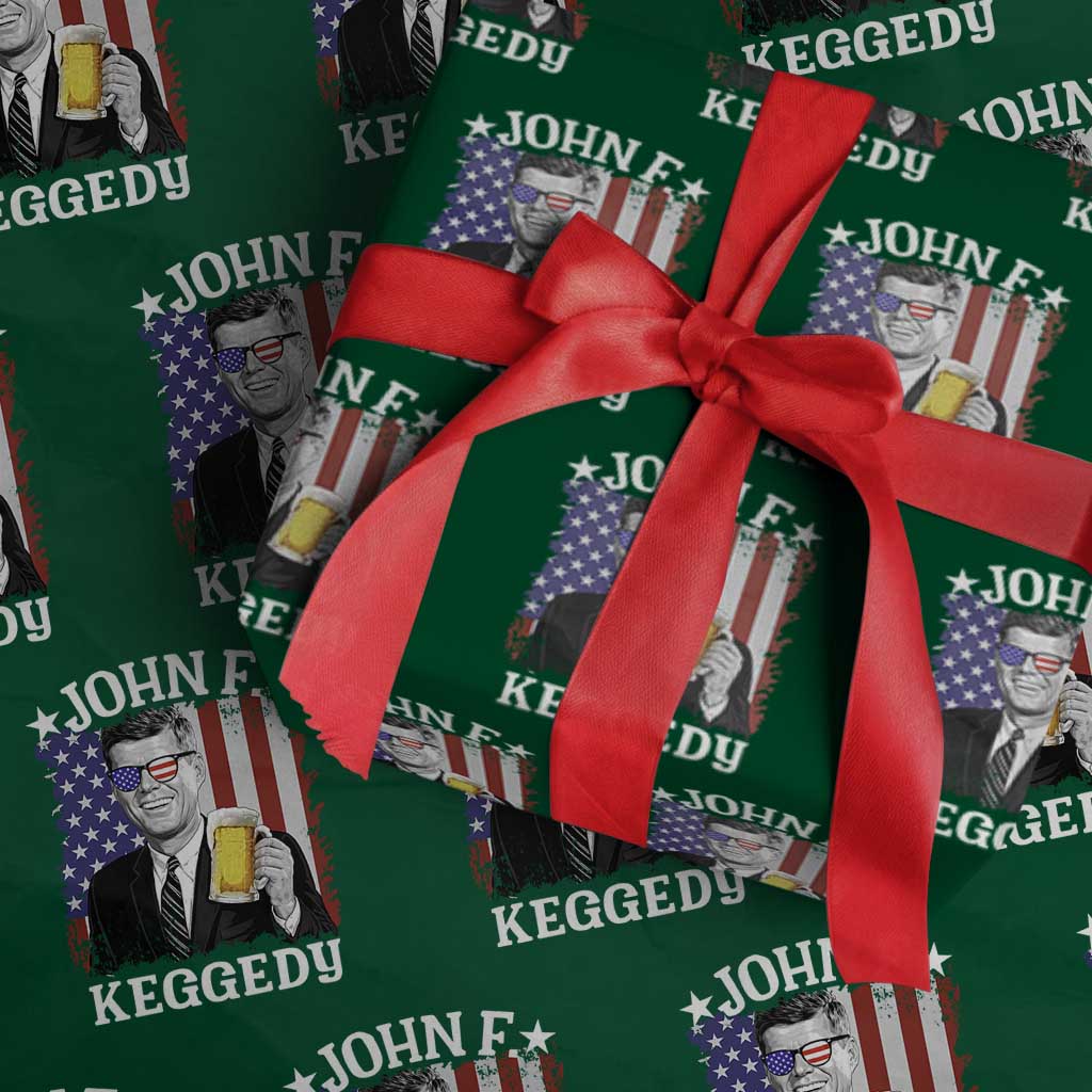 John F Kennedy Wrapping Paper Roll 4th of July America Flag Beer TS14 Green Print Your Wear