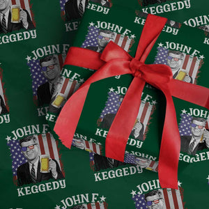 John F Kennedy Wrapping Paper Roll 4th of July America Flag Beer TS14 Green Print Your Wear