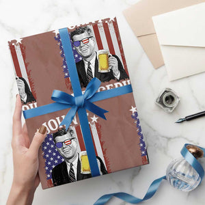 John F Kennedy Wrapping Paper Roll 4th of July America Flag Beer TS14 Mocha Print Your Wear