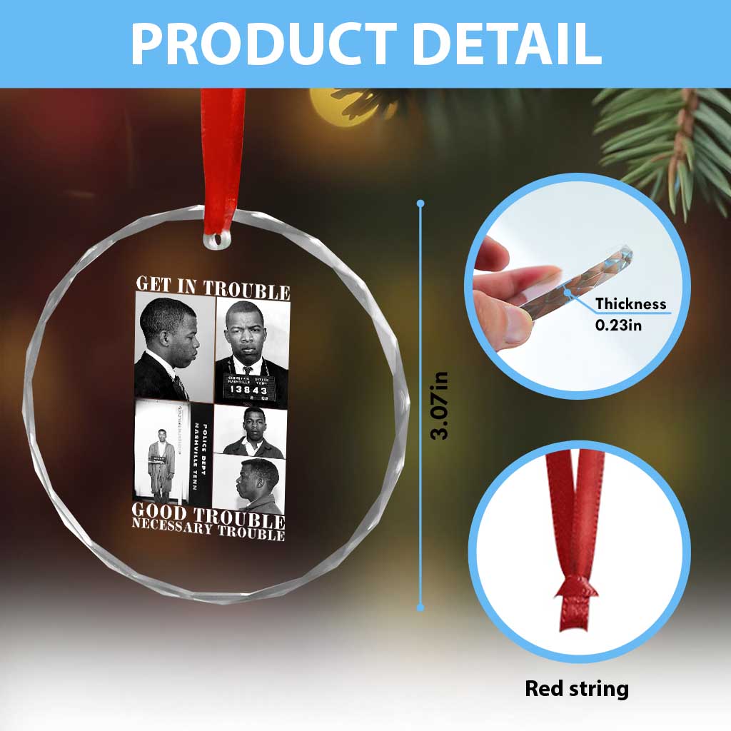 John Lewis Affrican American Crystal Glass Ornament Get in Good Necessary Trouble TS14 Print Your Wear