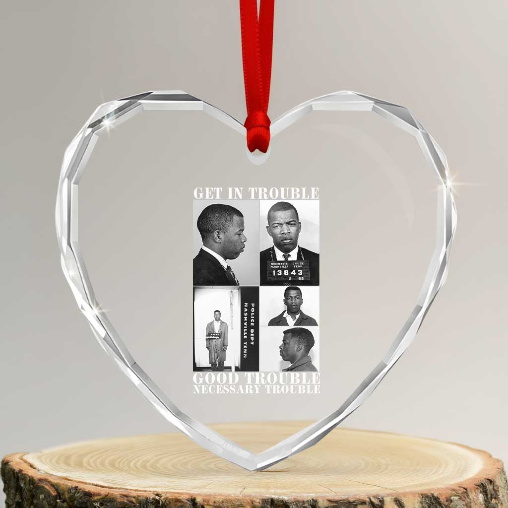 John Lewis Affrican American Heart Crystal Glass Ornament Get in Good Necessary Trouble TS14 Transparent Glass 3'' Heart Print Your Wear