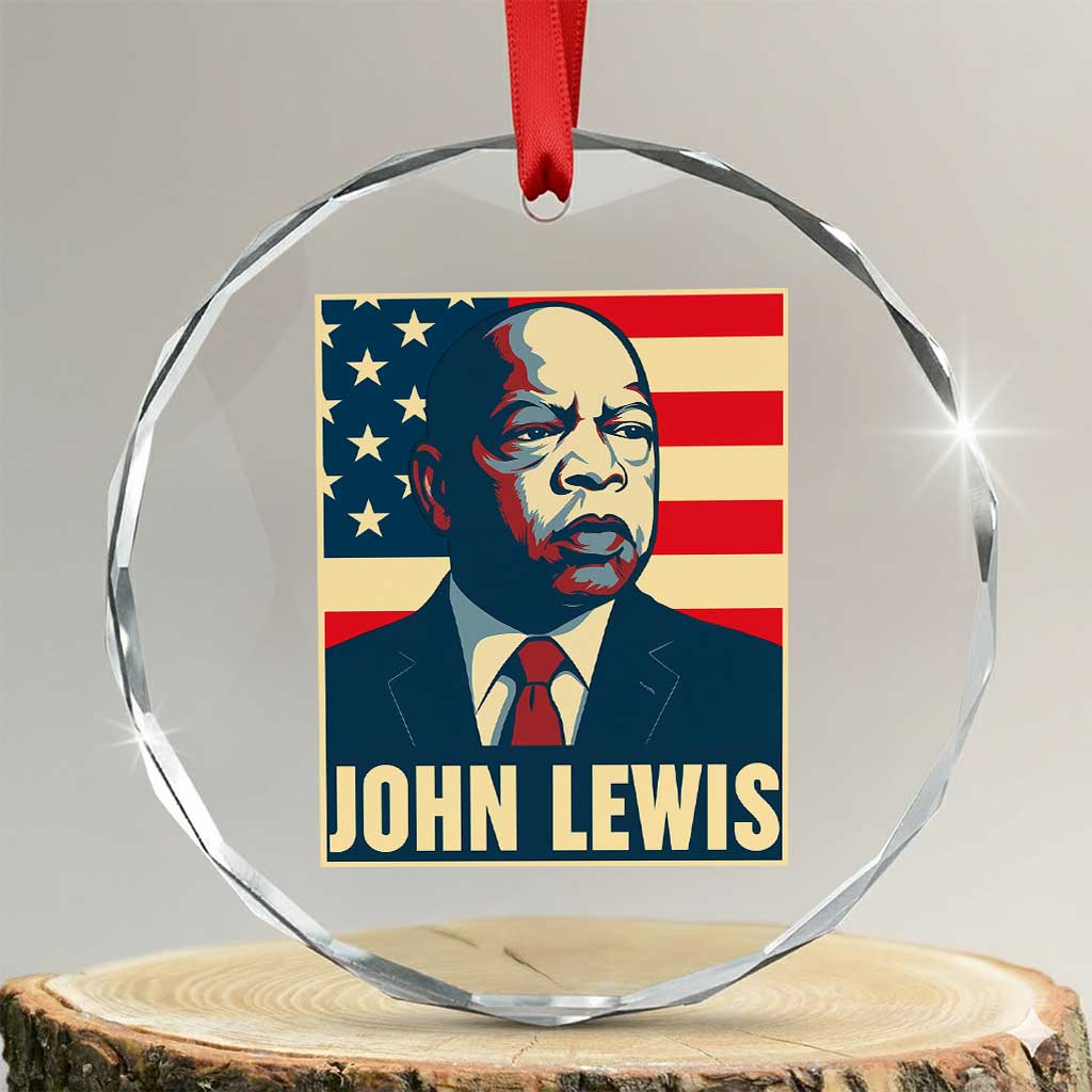 John Lewis Crystal Glass Ornament Black History Month TS14 Transparent Glass 3'' Circle Print Your Wear